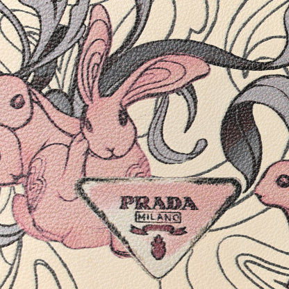 Prada X JAMES JEAN Glace Calfskin Rabbit Print Wallet On Chain Opaline 10 of 10