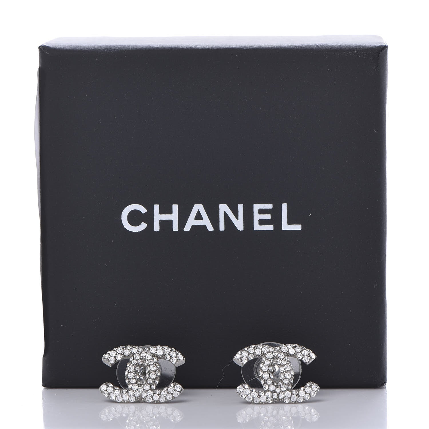 Chanel Crystal Mini CC Earrings Silver 10 of 10