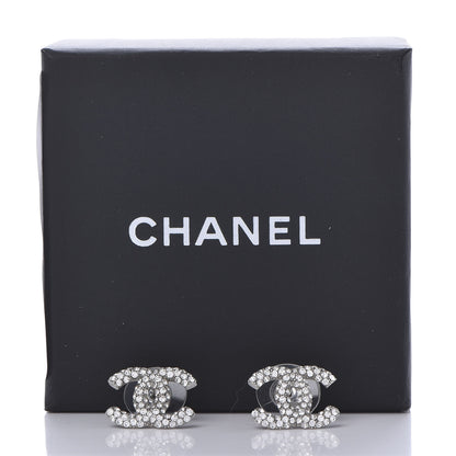 Chanel Crystal Mini CC Earrings Silver 10 of 10