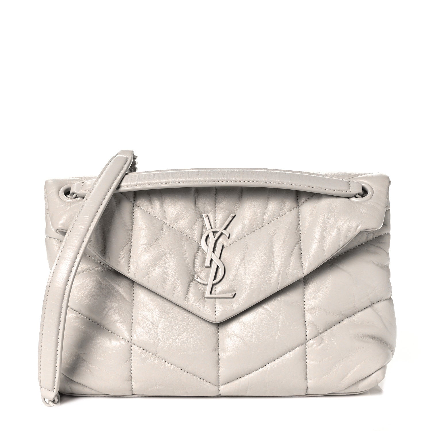 Saint Laurent Lambskin Quilted Small Loulou Puffer Monogram Chain Satchel Crema Soft 1 of 8