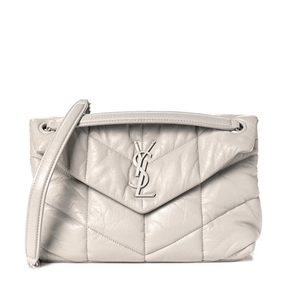 Saint Laurent Lambskin Quilted Small Loulou Puffer Monogram Chain Satchel Crema Soft 1 of 8