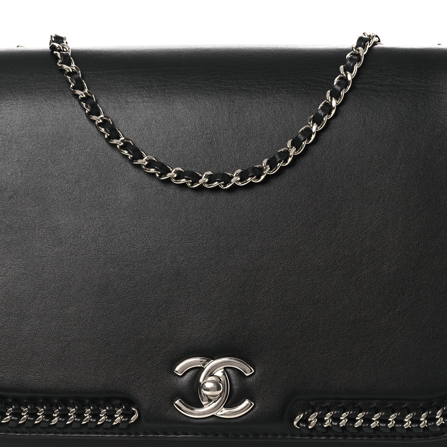 Calfskin Braided Small Chic Flap Black