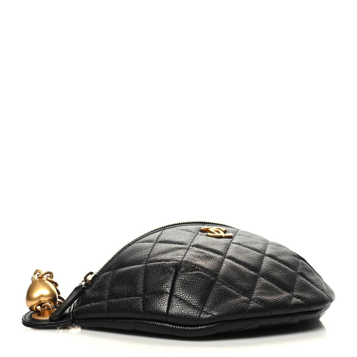 Caviar Quilted Sweetheart Belt Bag Black