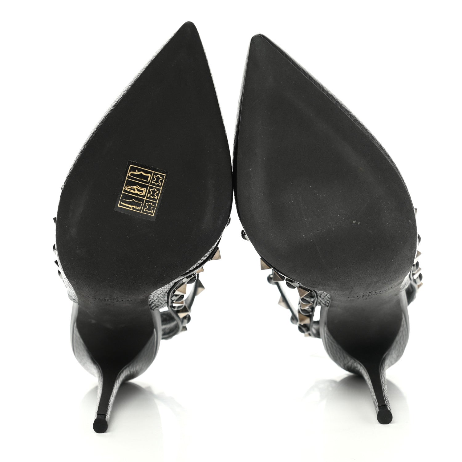 Valentino Garavani Pebbled Calfskin Onyx Rockstud Rolling Ankle Strap 100mm Pumps 37 Black 5 of 8