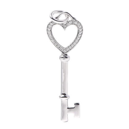 Tiffany 18K White Gold Diamond Heart Key Pendant 1 of 3