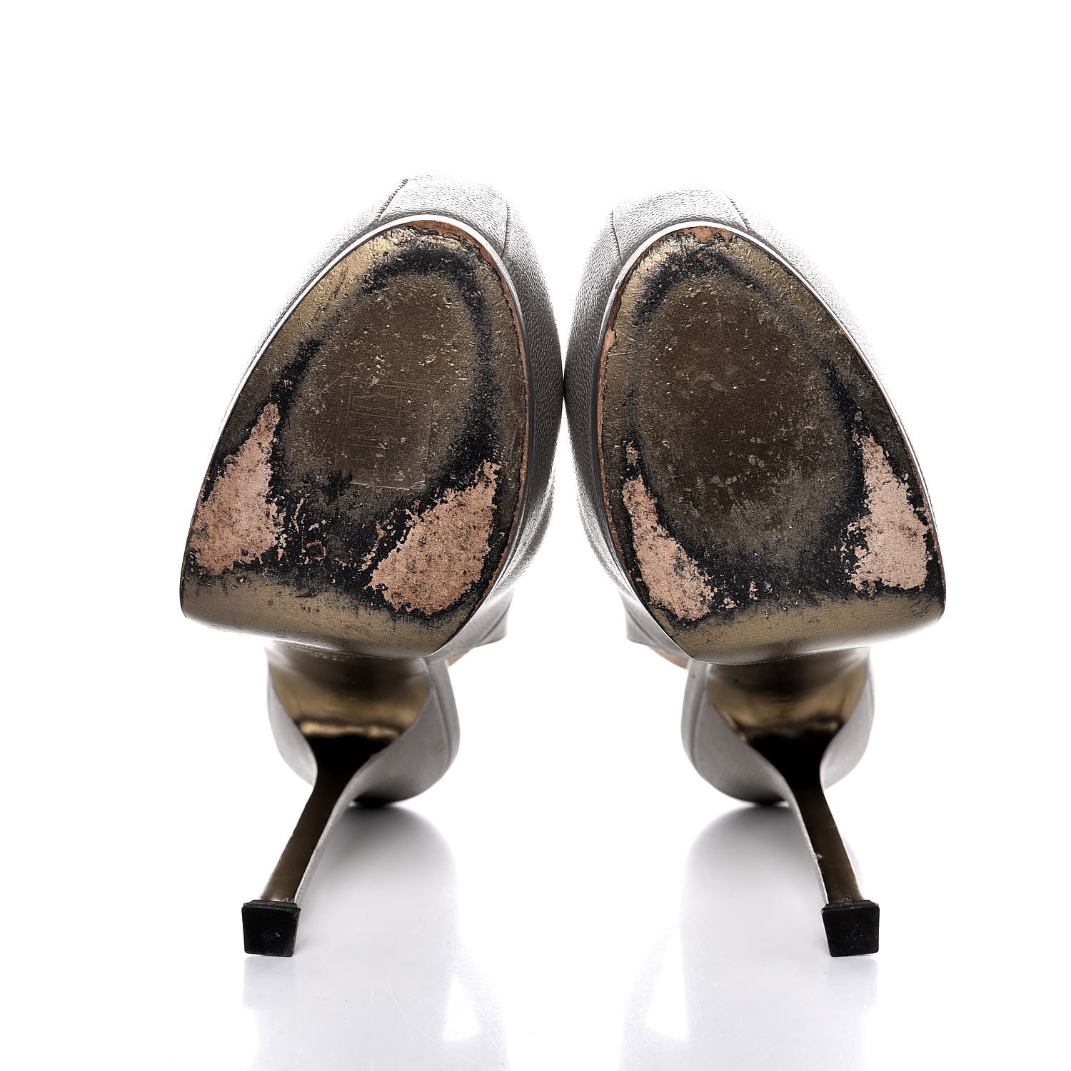 Saint Laurent Vernigolf Tribtoo Slingback Platform Pumps 37.5 Stone Beige 7 of 12