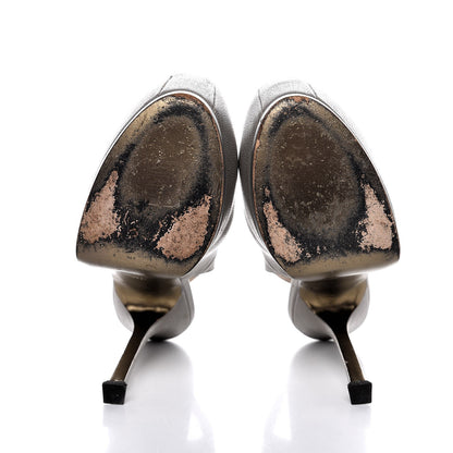 Saint Laurent Vernigolf Tribtoo Slingback Platform Pumps 37.5 Stone Beige 7 of 12