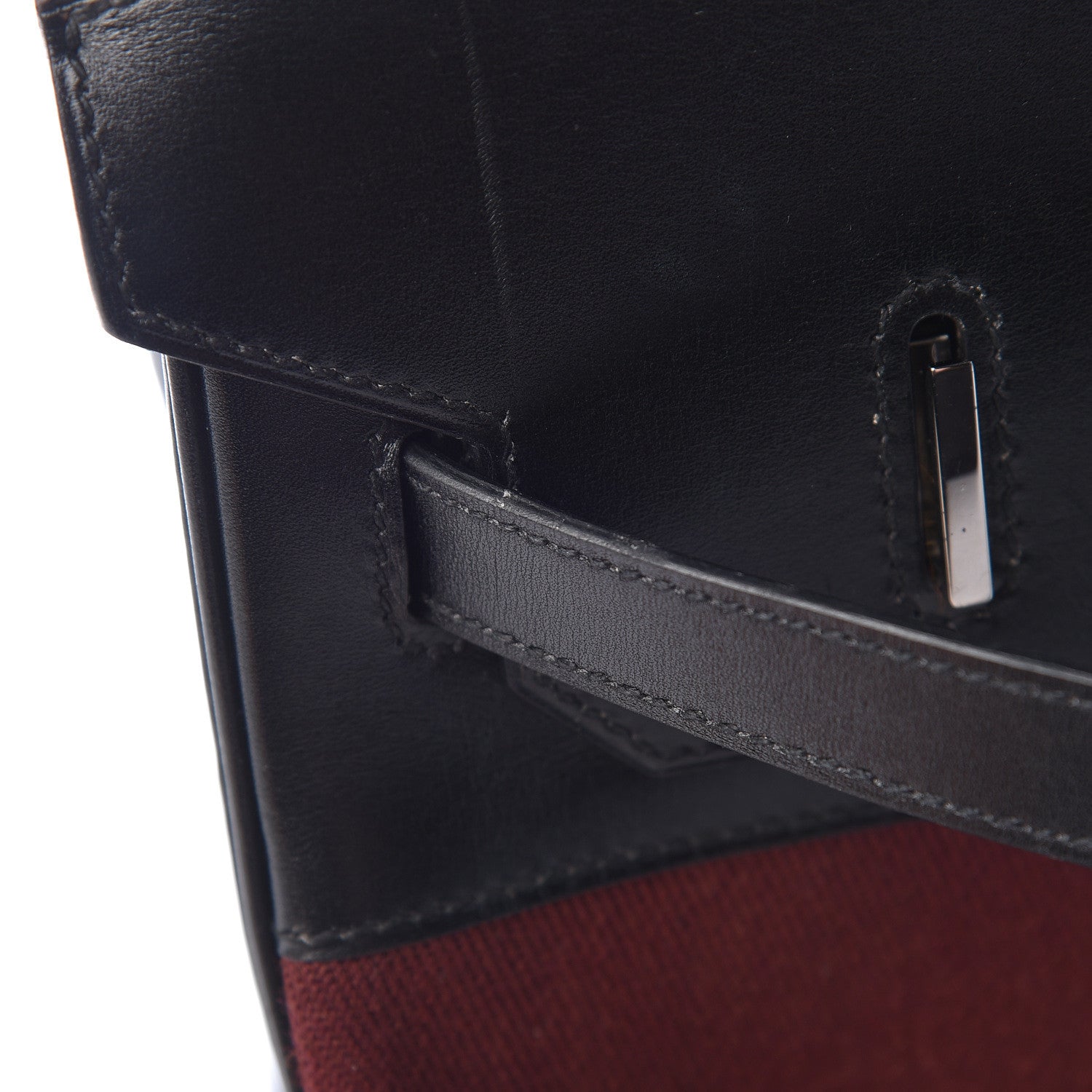 Hermes Toile Box Potamus Birkin 35 Black Rouge H 8 of 19