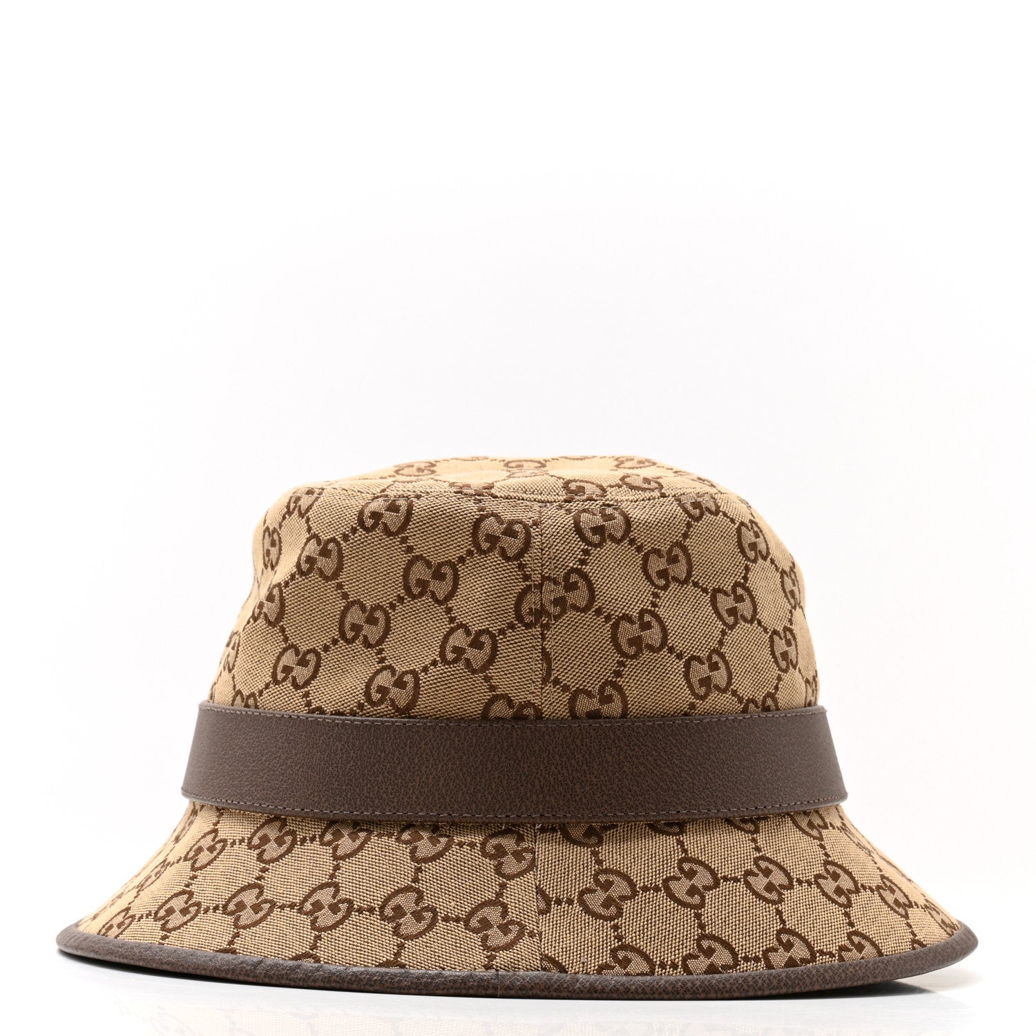 Gucci Monogram Textured Dollar Calfskin GG Jago Bucket Hat L Cacao Beige 4 of 9