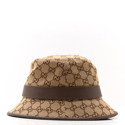 Gucci Monogram Textured Dollar Calfskin GG Jago Bucket Hat L Cacao Beige 4 of 9