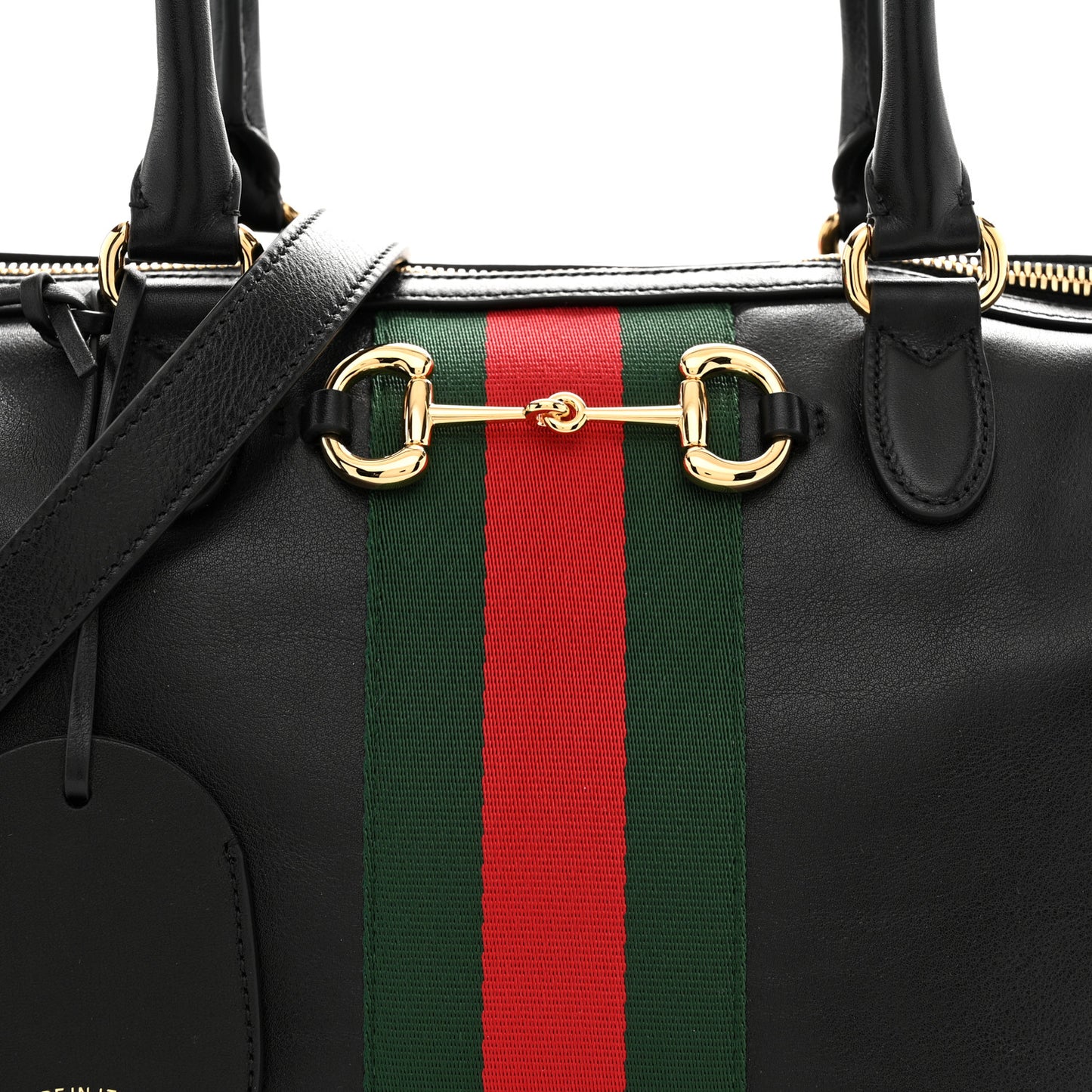 Calfskin Web Large Borsetto Boston Black