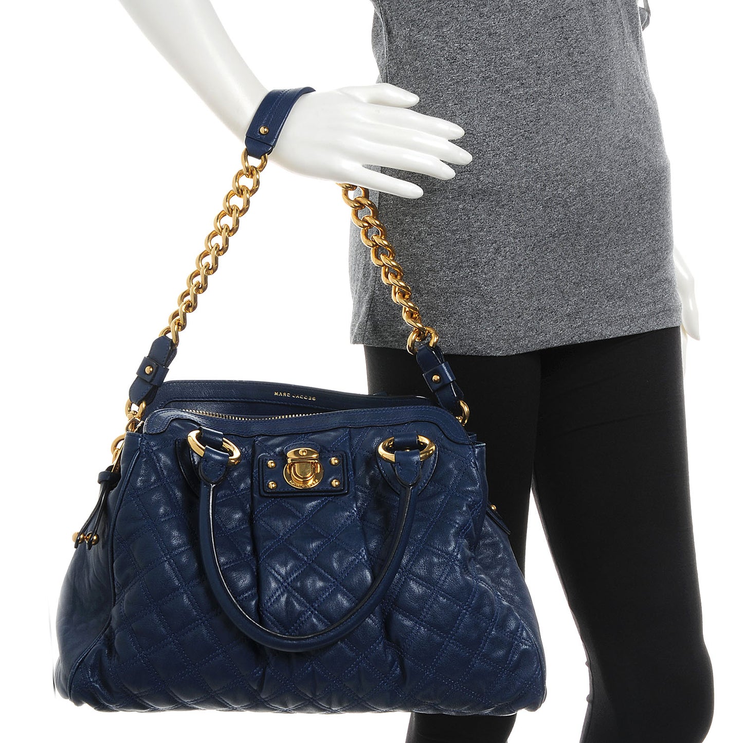 Quilted Leather Alyona Bag Navy