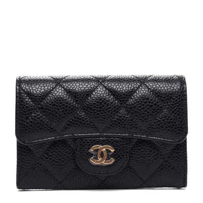 Chanel Caviar Quilted Flap Card Holder Wallet Black 1 of 9