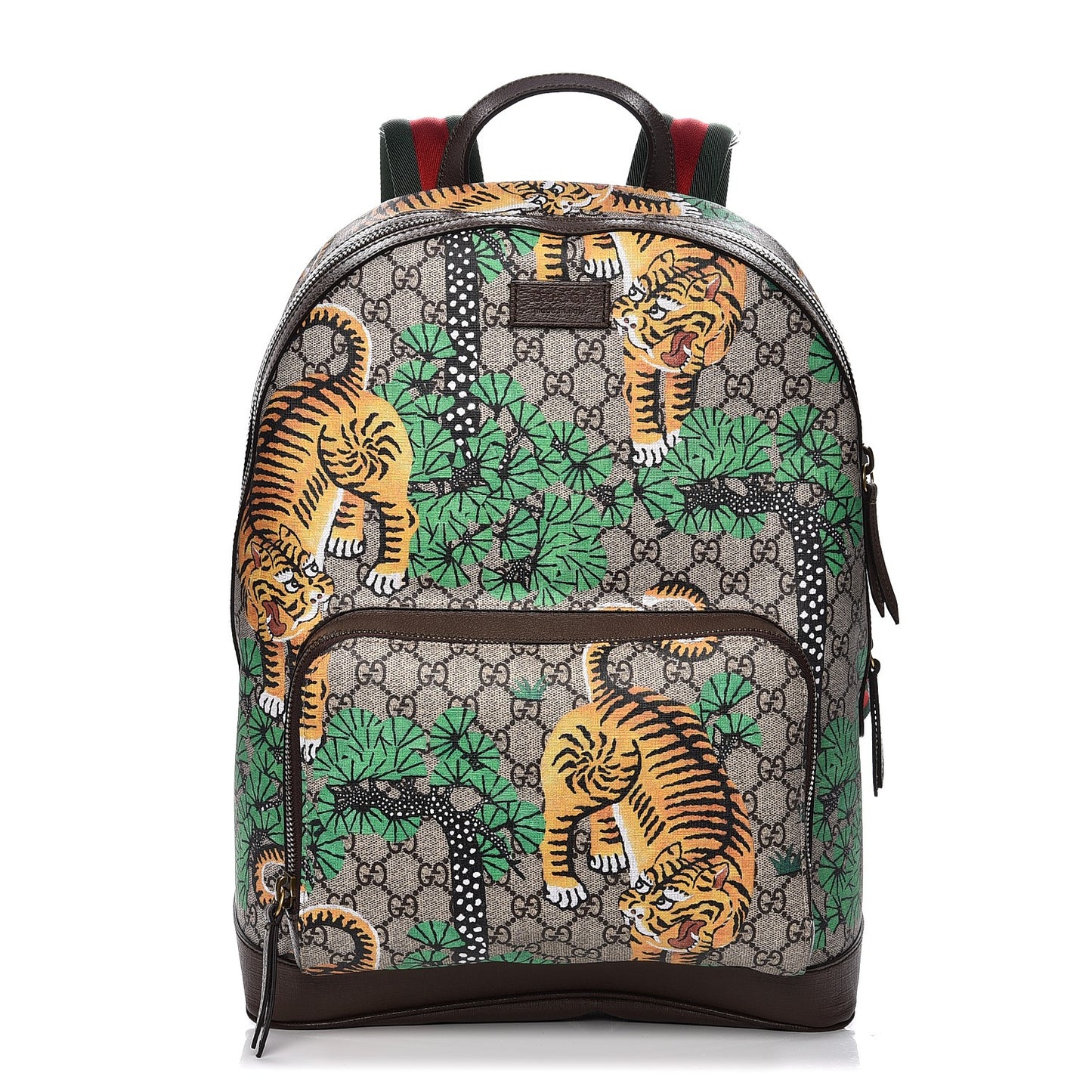 GG Supreme Monogram Bengal Web Day Backpack Beige Yard
