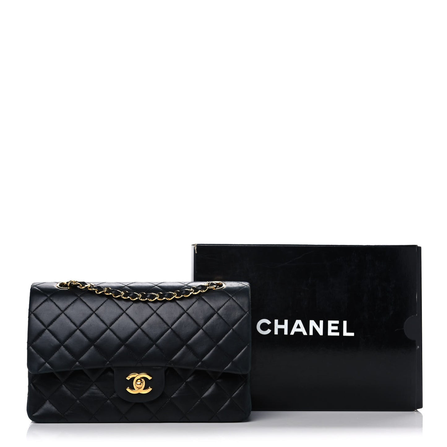 Lambskin Quilted Small Double Flap Black
