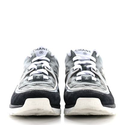 Chanel Fabric Suede Calfskin Quilted CC Sneakers 35 Dark Grey 3 of 11