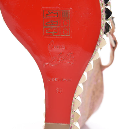 Christian Louboutin Cork Bloom Print Cataclou 140 Wedge Sandals 39 Multicolor Light Gold 6 of 8