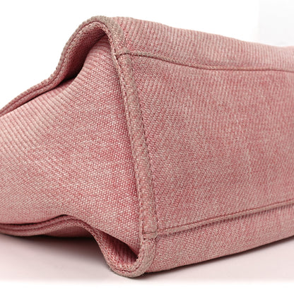 Chanel Woven Straw Raffia Medium Deauville Tote Pink White 9 of 10