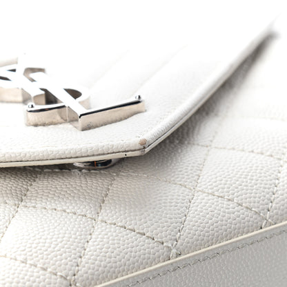 Saint Laurent Grain De Poudre Textured Mixed Matelasse Triquilt Small Monogram Satchel Optical White 6 of 9