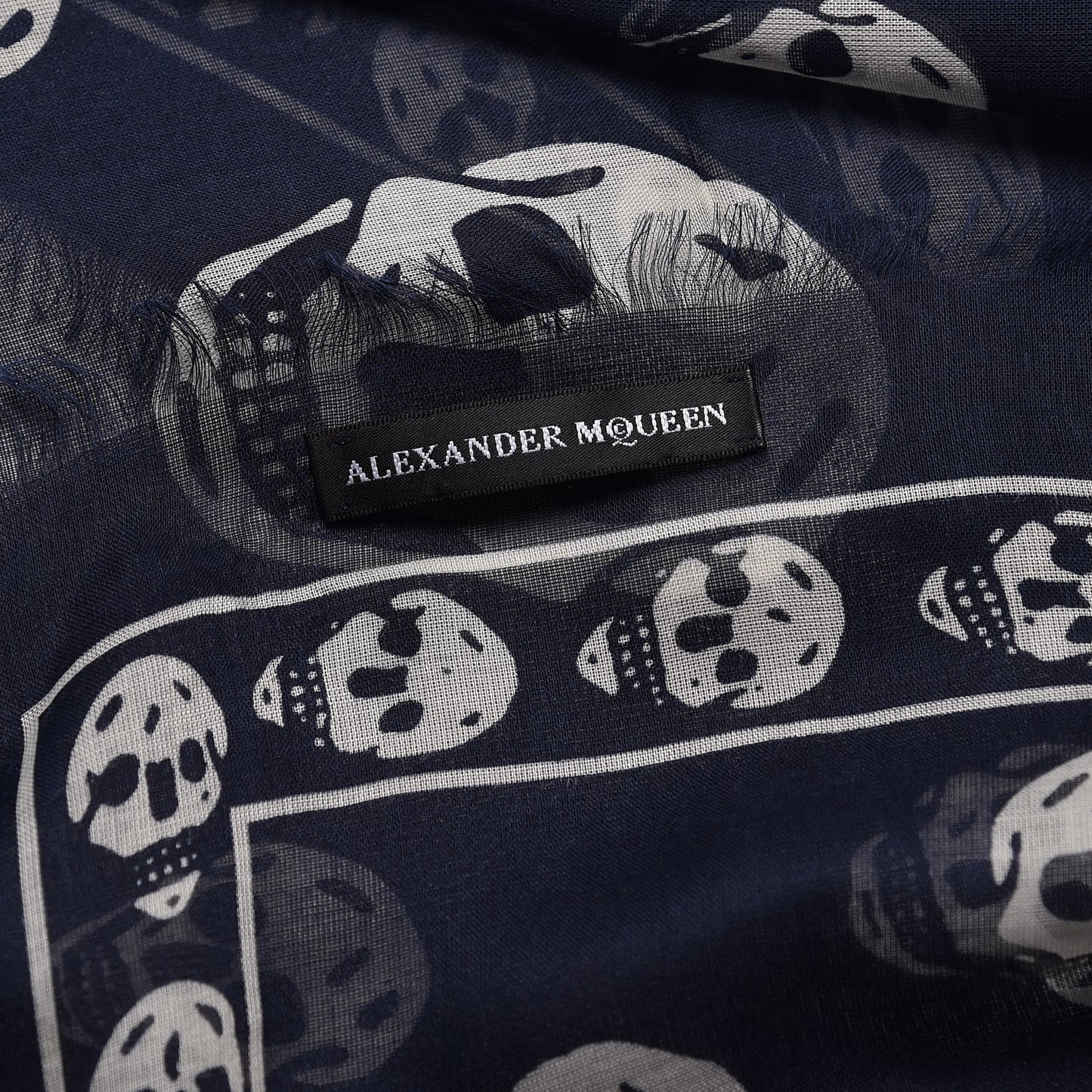 Modal Cashmere Skull Scarf Navy