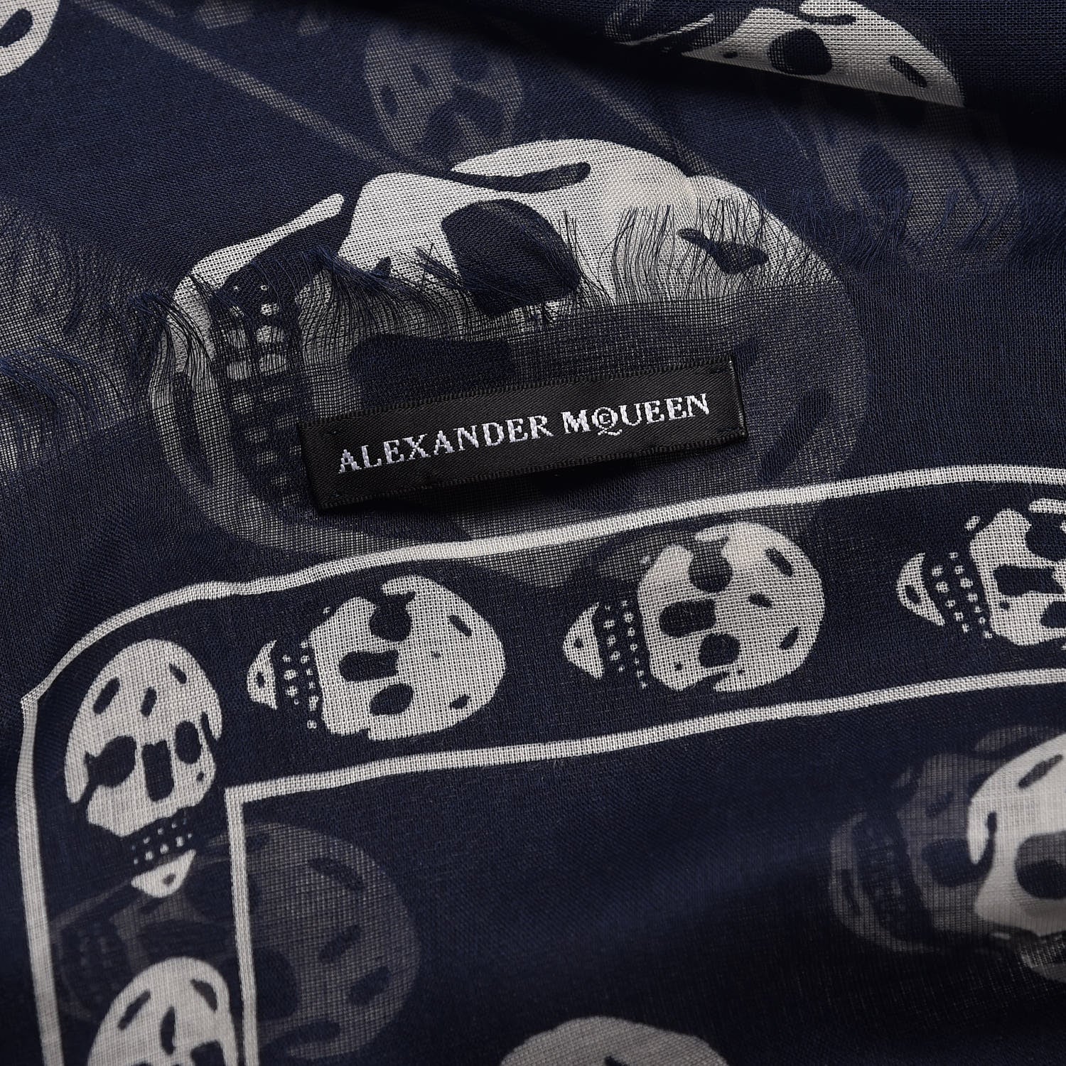 Alexander McQueen Modal Cashmere Skull Scarf Navy 3 of 4