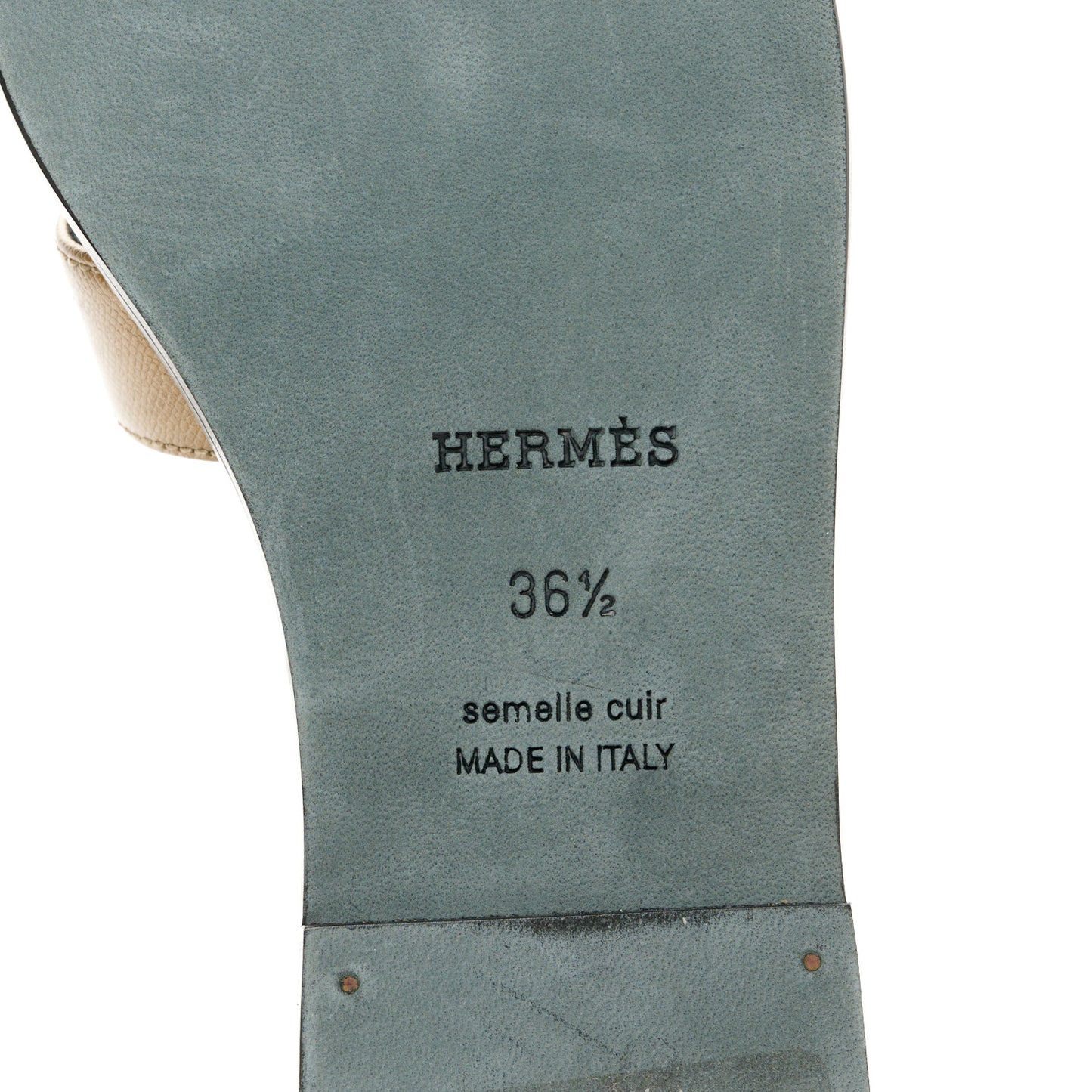 Metallic Epsom Oran Sandals 36.5 Vert Bronze