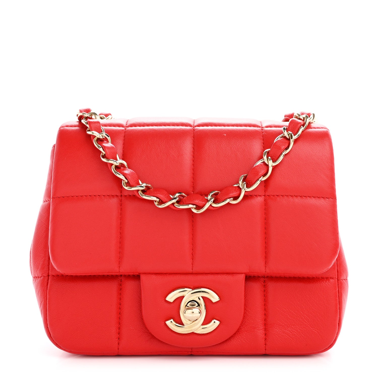Chanel Lambskin Resin Crystal Square Quilted Monacoco Mini Flap Red 1 of 12