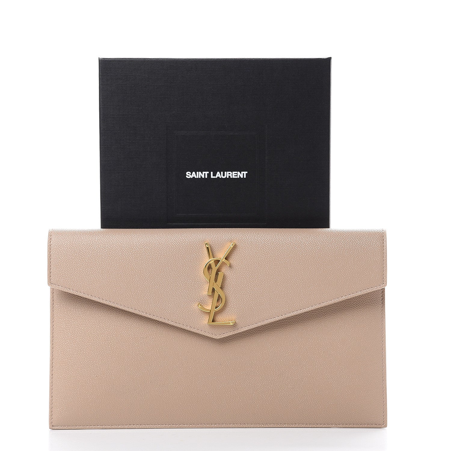Saint Laurent Grain De Poudre Uptown Pouch Dark Beige 7 of 7