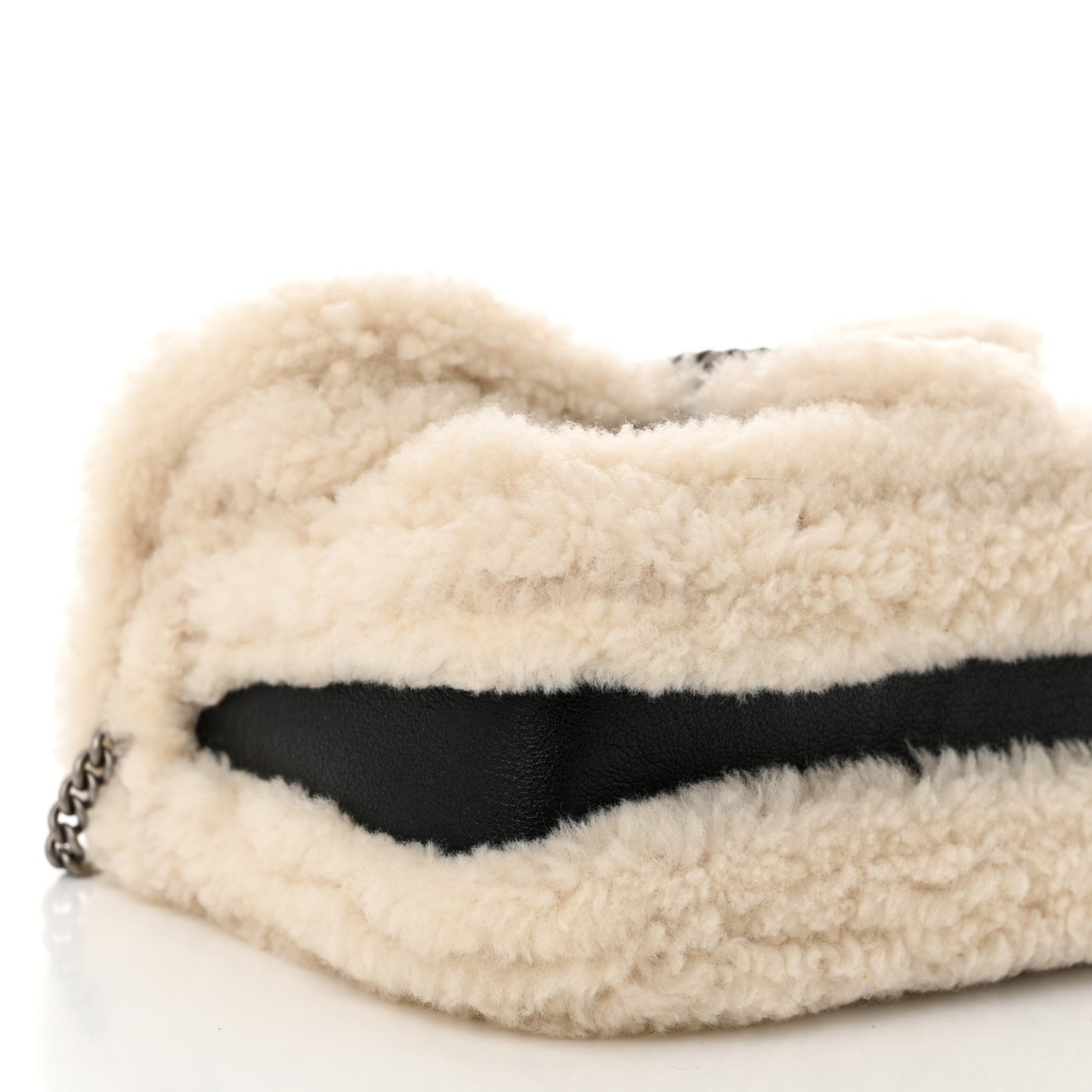 Sakai Be Green Calfskin Shearling Dionysus Top Handle Bag Black