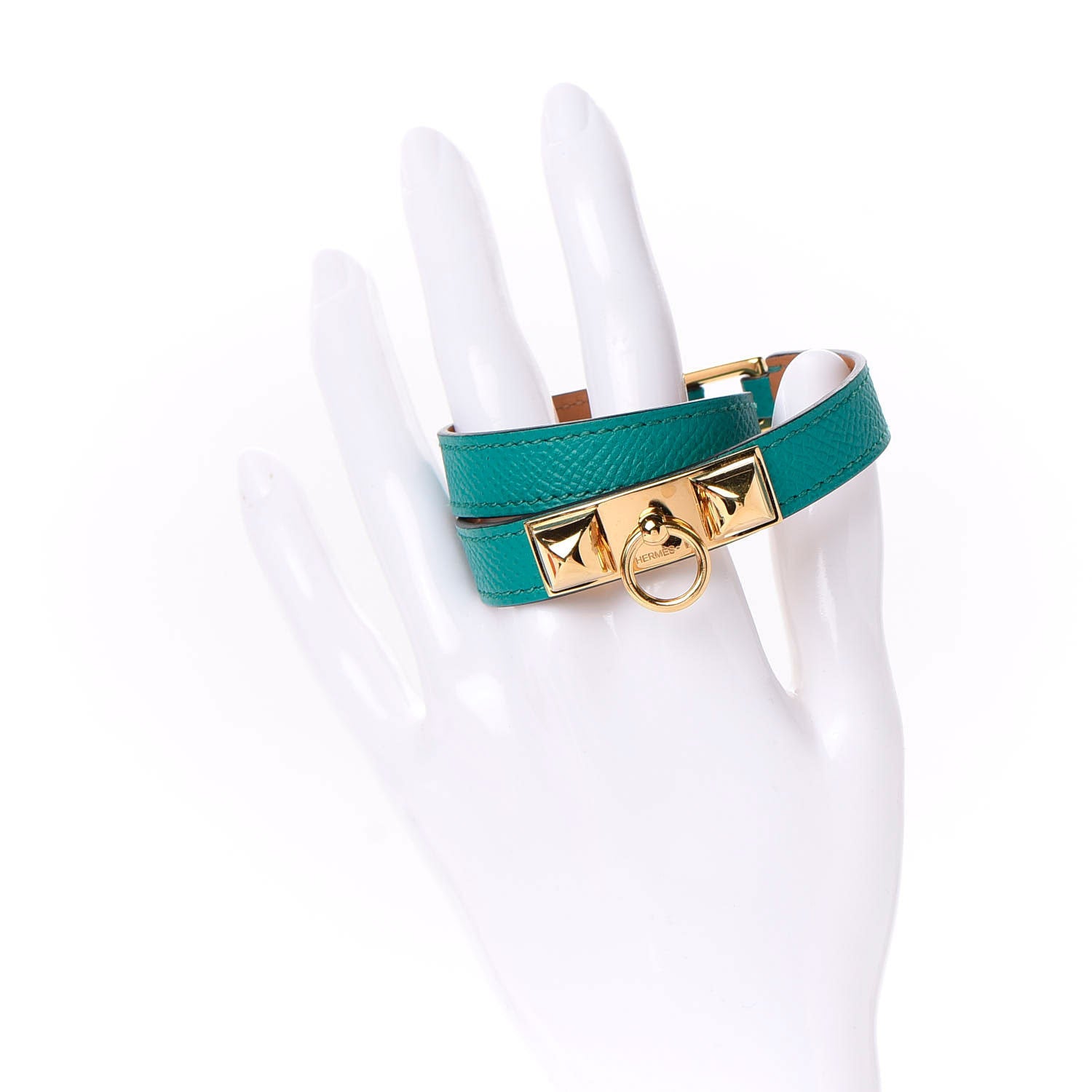 Hermes Epsom Rivale Double Tour Bracelet XS Bleu Paon 2 of 6