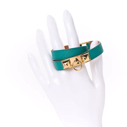 Hermes Epsom Rivale Double Tour Bracelet XS Bleu Paon 2 of 6