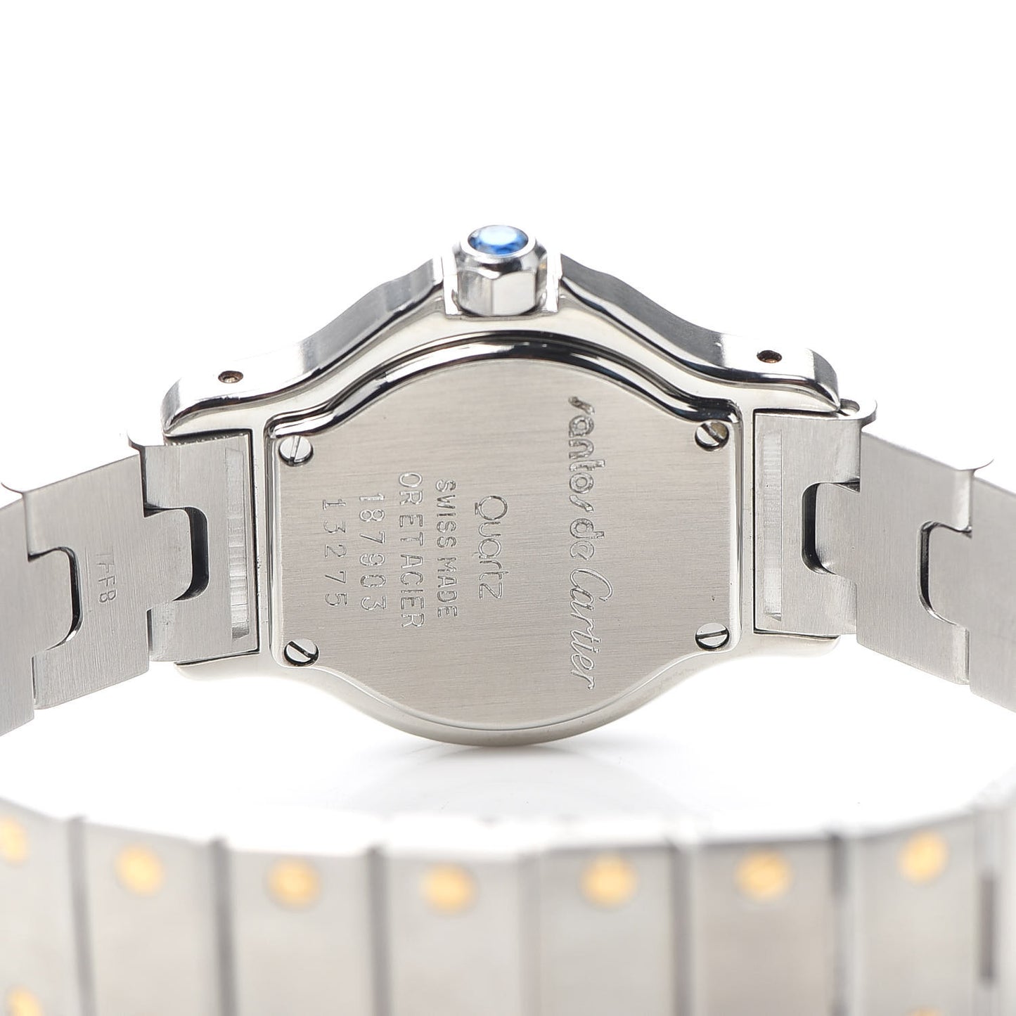 Stainless Steel 18K Yellow Gold 25mm Santos Octagon Quartz Watch