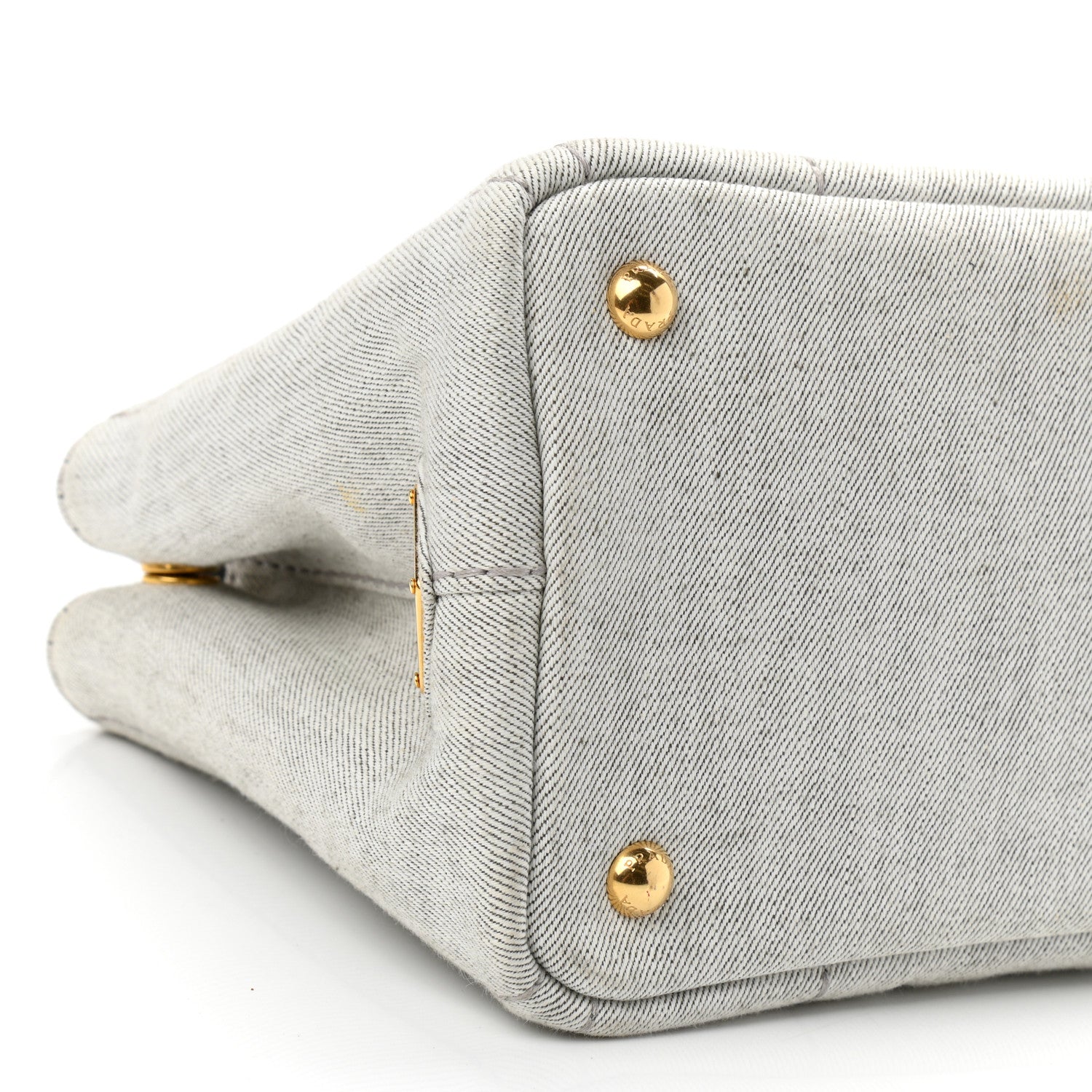 Prada Denim Small Logo Tote Bianco 10 of 12