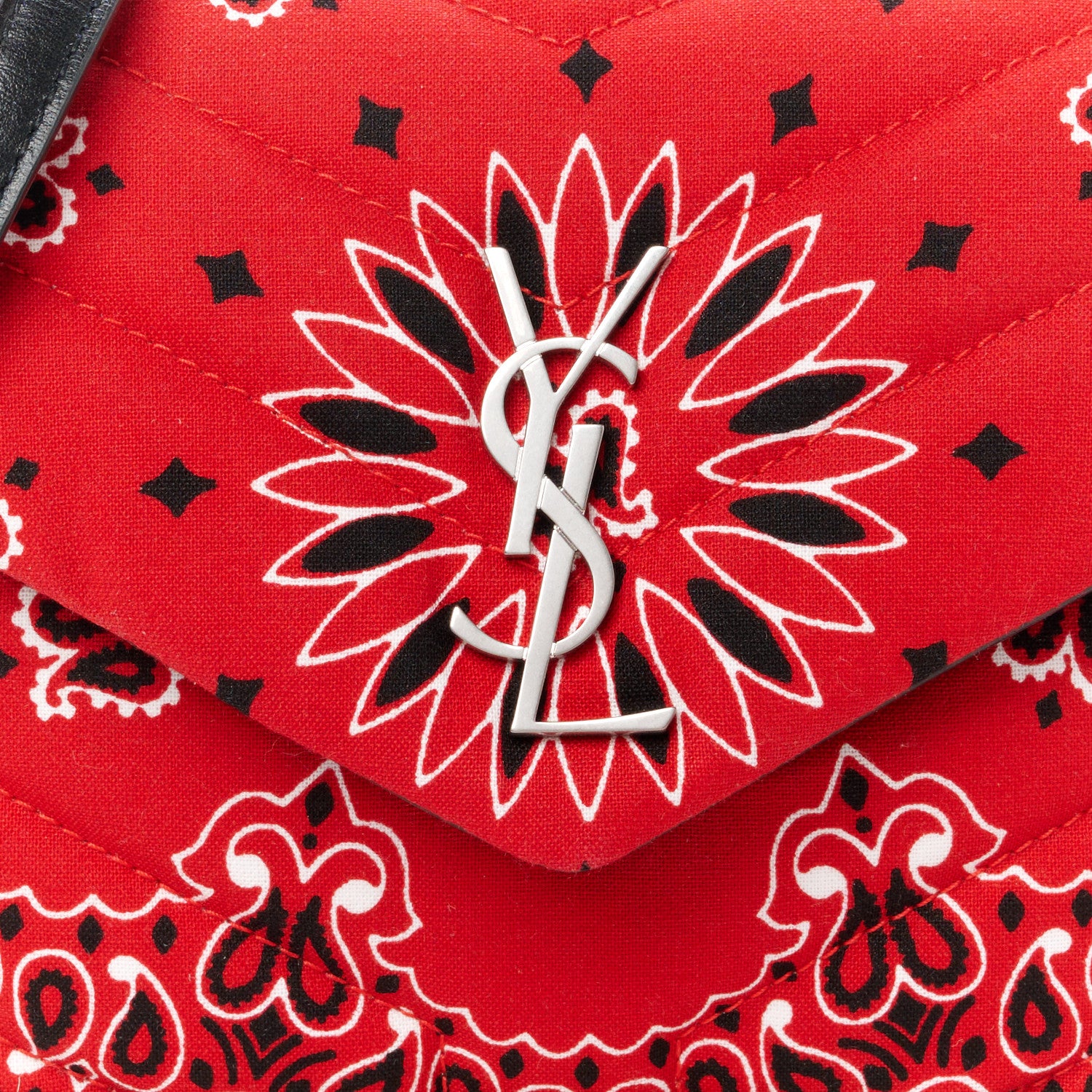 Saint Laurent Cotton Bandana Y Quilted Monogram Toy Loulou Crossbody Bag Red 9 of 12