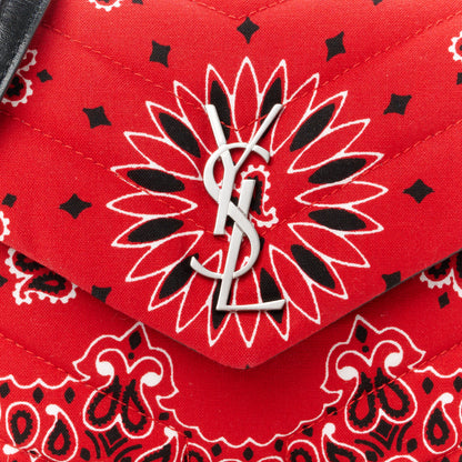 Saint Laurent Cotton Bandana Y Quilted Monogram Toy Loulou Crossbody Bag Red 9 of 12