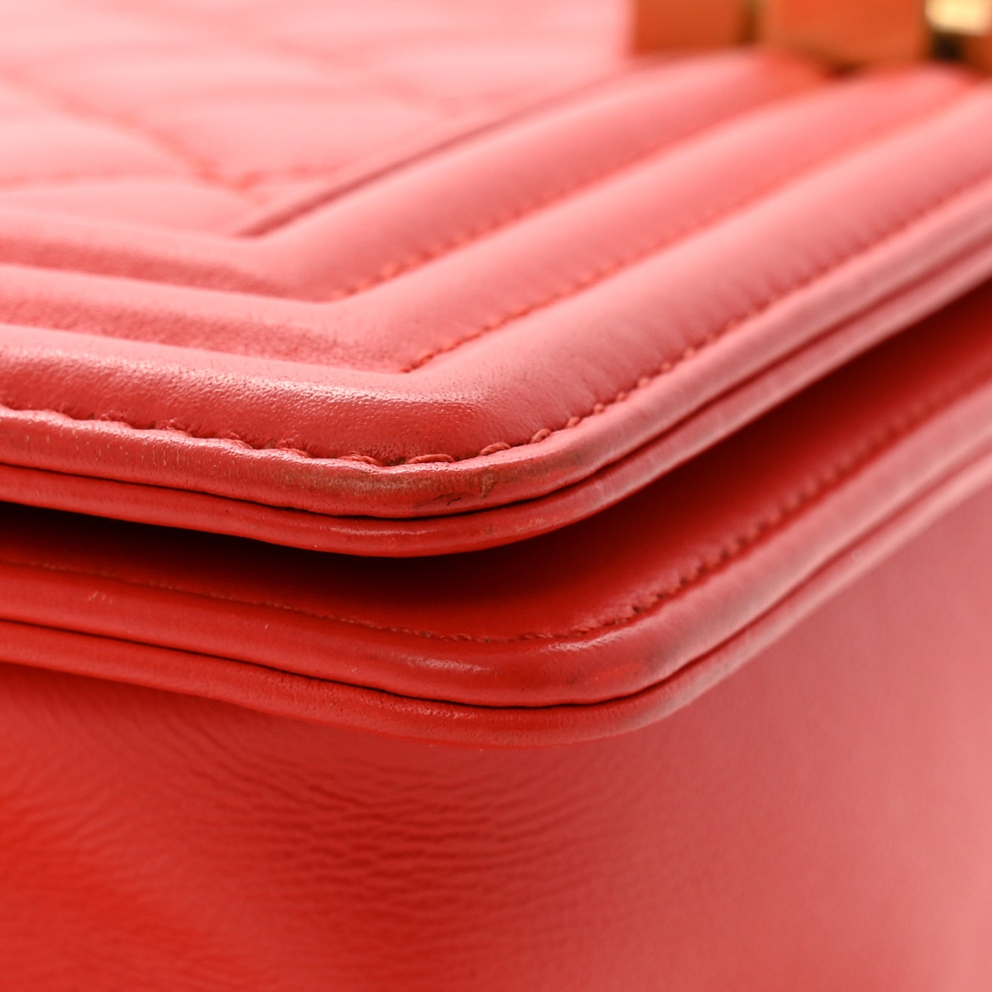 Lambskin Quilted Medium Boy Flap Red