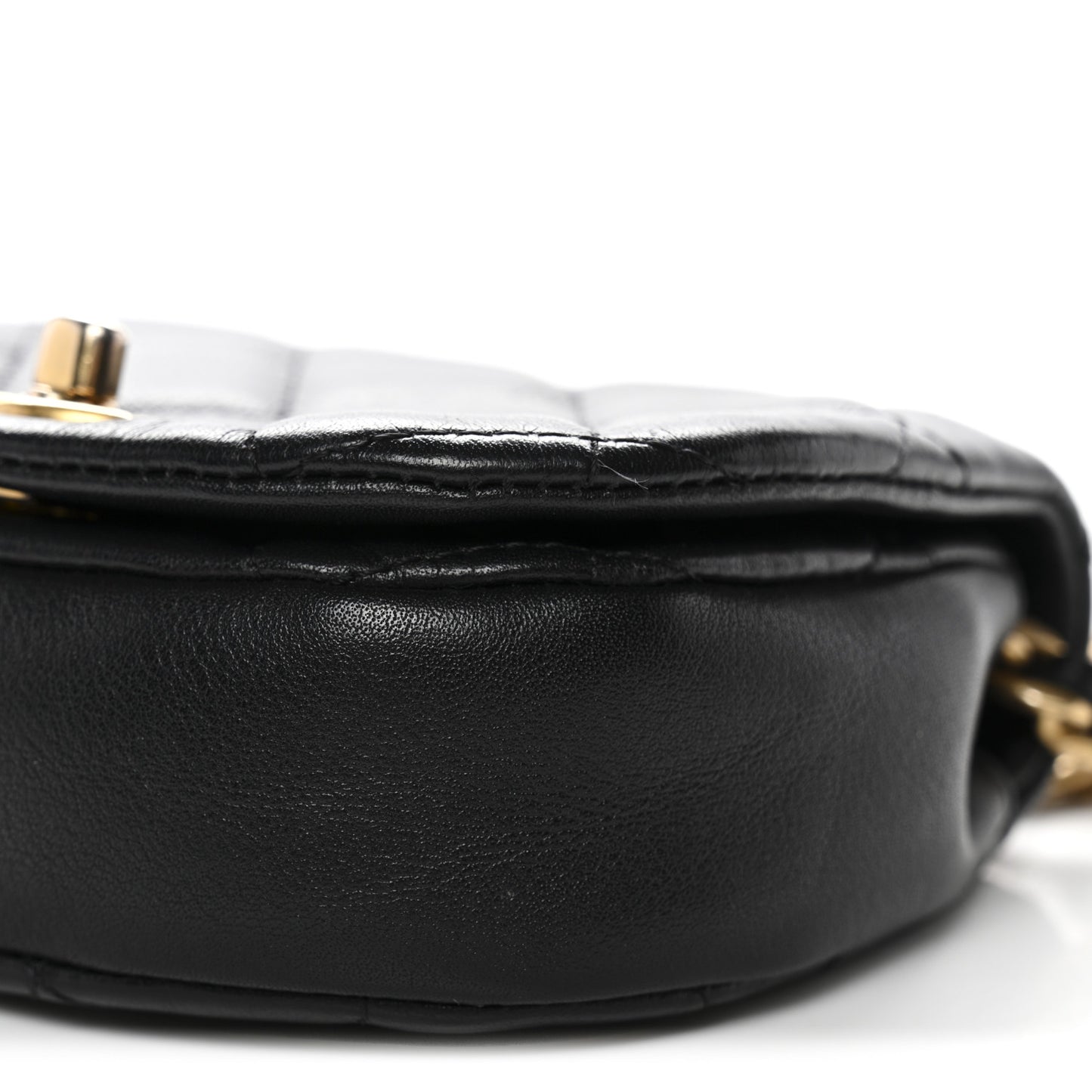 Calfskin Quilted Mini Coco Mail Clutch With Chain Black