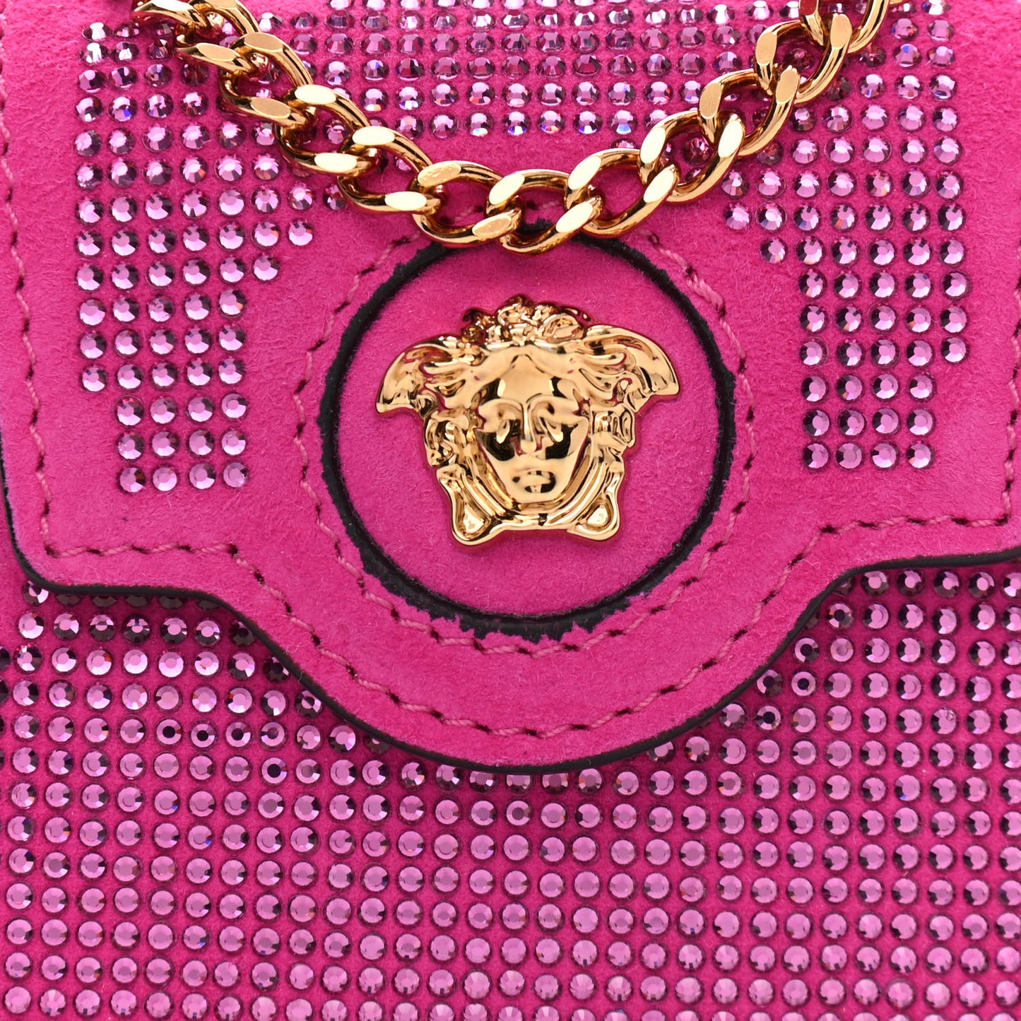 Suede Crystal Studded Micro La Medusa Bag Pink