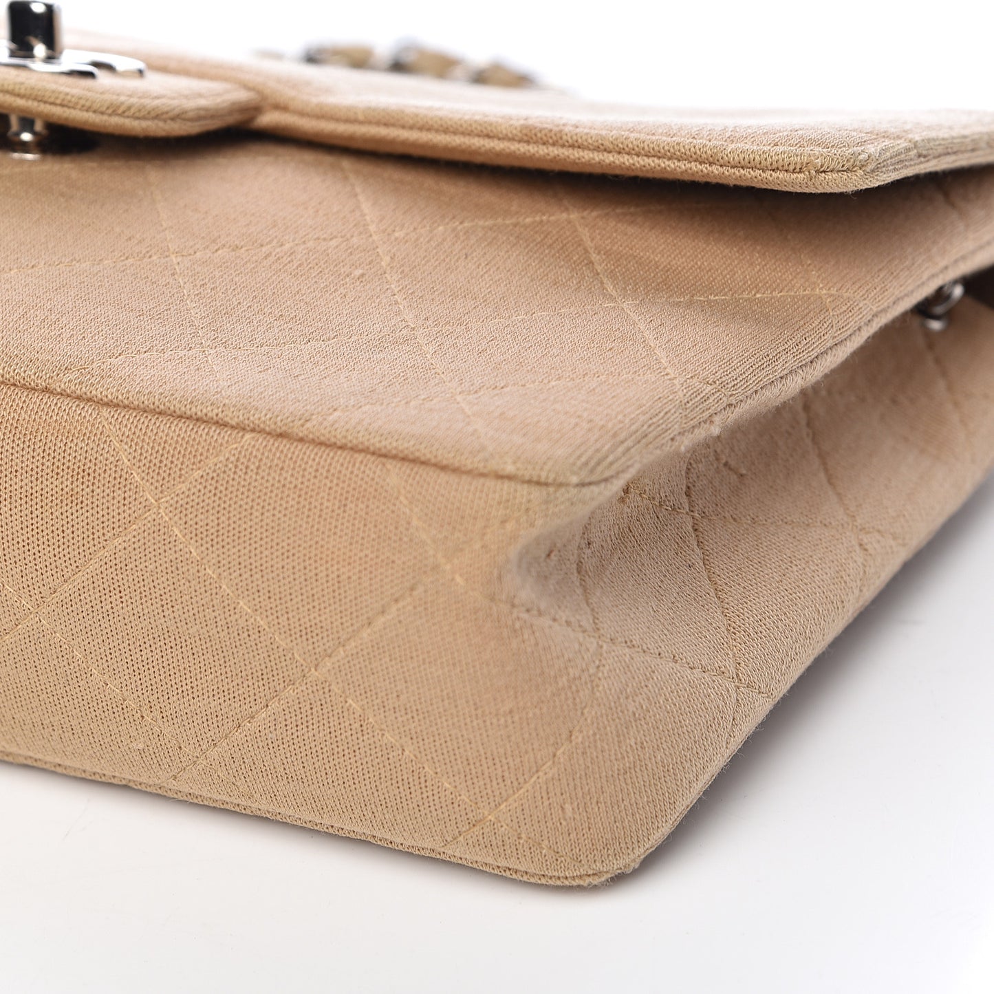 Jersey Quilted Jumbo Single Flap Beige