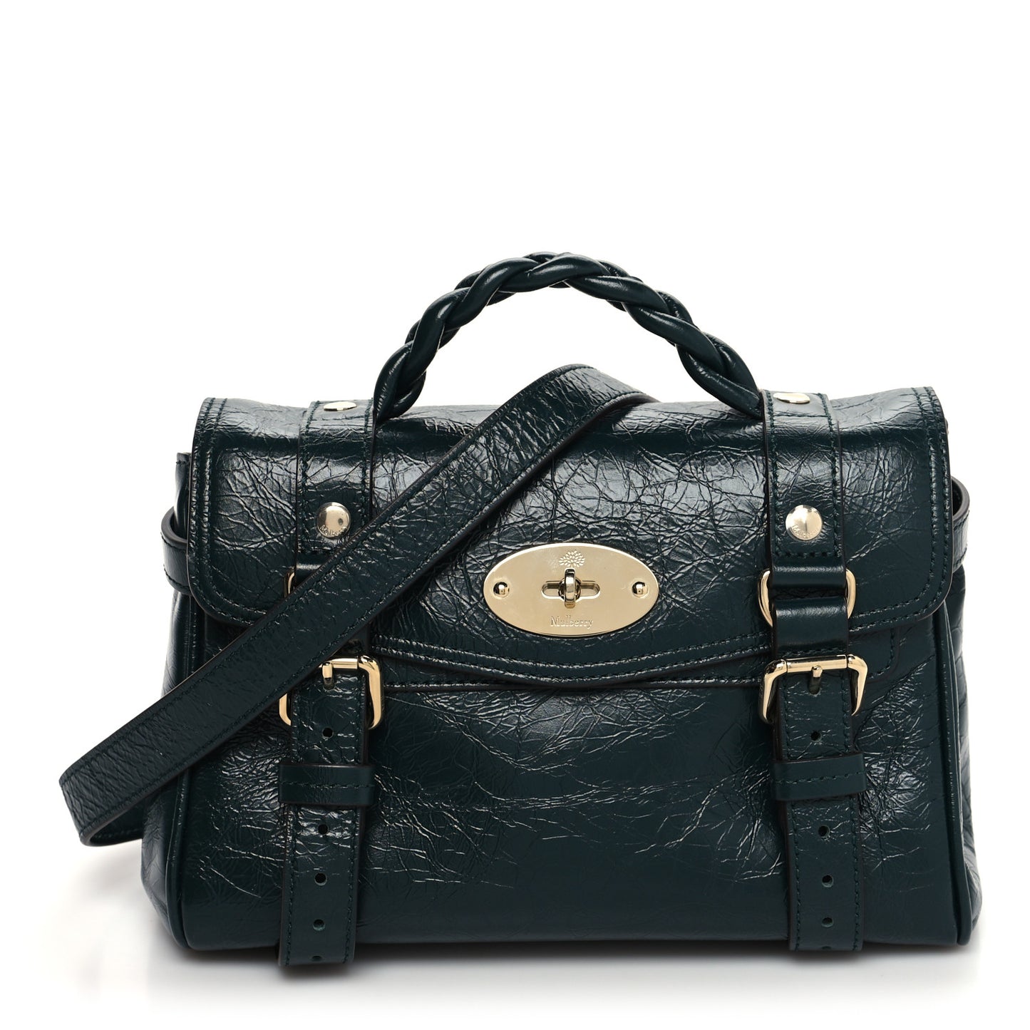 Crinkled Calfskin Mini Alexa Mulberry Green
