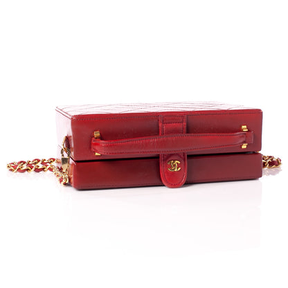 Chanel Lambskin Quilted Box Bag Red 5 of 10