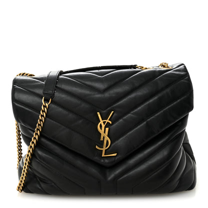 Saint Laurent Calfskin Y Quilted Monogram Medium Loulou Chain Satchel Black 1 of 11