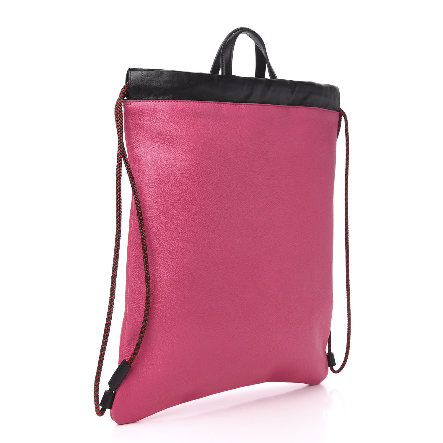Gucci Grained Calfskin Logo Drawstring Backpack Box Pink Green Black 2 of 9