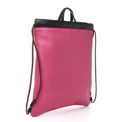 Gucci Grained Calfskin Logo Drawstring Backpack Box Pink Green Black 2 of 9