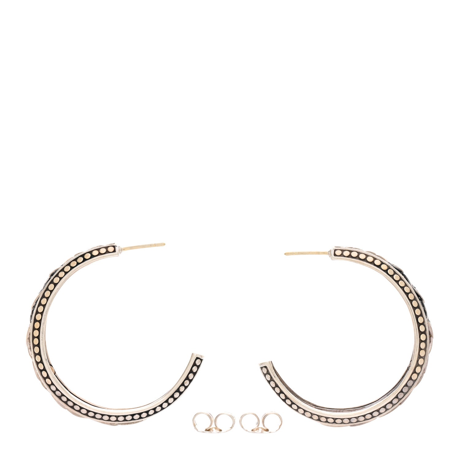 John Hardy Sterling Silver 18K Yellow Gold Black Sapphire Naga Hoop Earrings 3 of 4