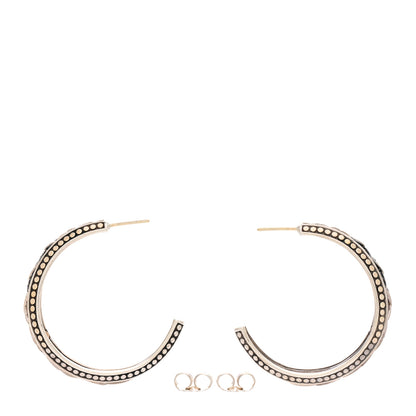 John Hardy Sterling Silver 18K Yellow Gold Black Sapphire Naga Hoop Earrings 3 of 4
