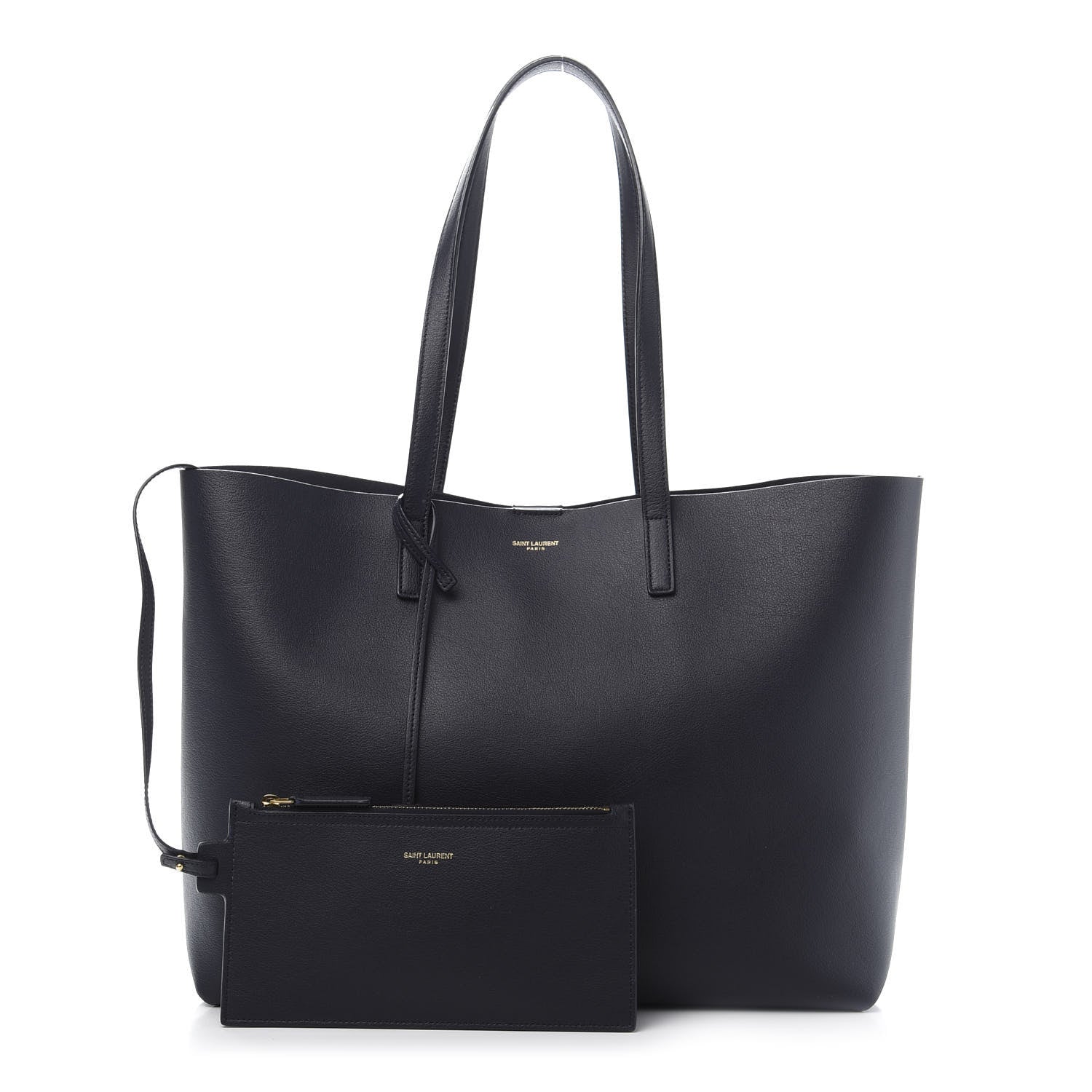 Saint Laurent Calfskin Large Shopping Tote Deep Marine 1 of 12