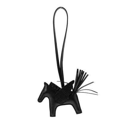 Hermes Milo Lambskin Lizard Touch Grigri Rodeo Pegase Horse Bag Charm PM So Black 1 of 4