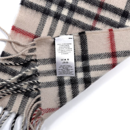 Burberry Cashmere House Check Fringe Scarf Beige 4 of 4