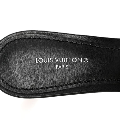 Louis Vuitton Lambskin Embossed Monogram Revival Mid Heel Mules 36 Black 8 of 10